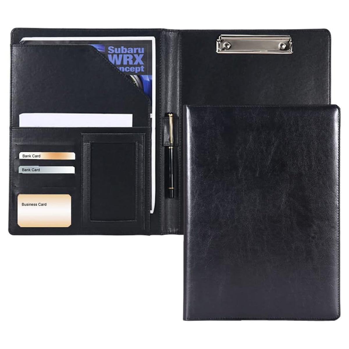 A4 Business File Folder PU Leather with Notebook Clipboard