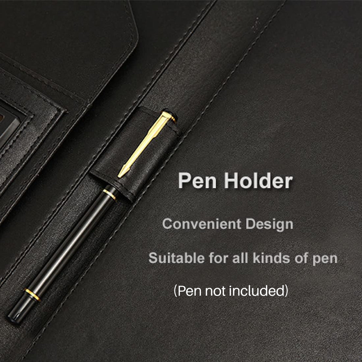 A4 Business File Folder PU Leather with Notebook Clipboard
