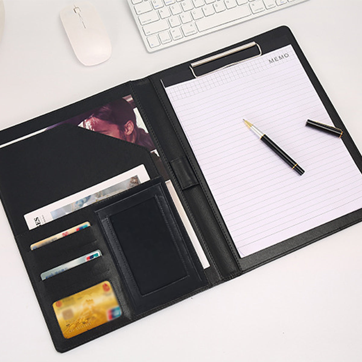 A4 Business File Folder PU Leather with Notebook Clipboard