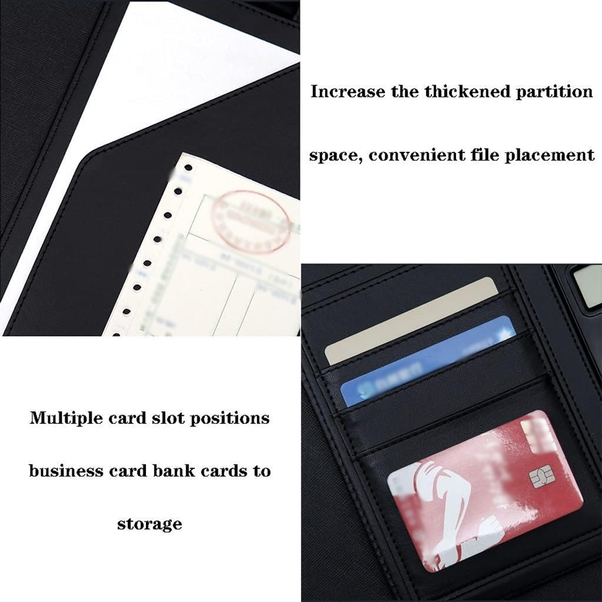 A4 Business File Folder PU Leather with Notebook Clipboard