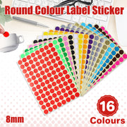 8mm Round Sticker Dots Adhesive Labels 1/5/15 Sheets
