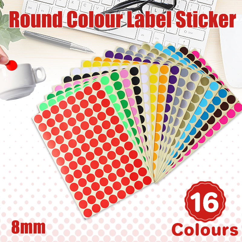 8mm Round Sticker Dots Adhesive Labels 1/5/15 Sheets