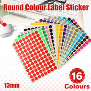 13mm Round Sticker Dots Adhesive Labels 1/5/15 Sheets