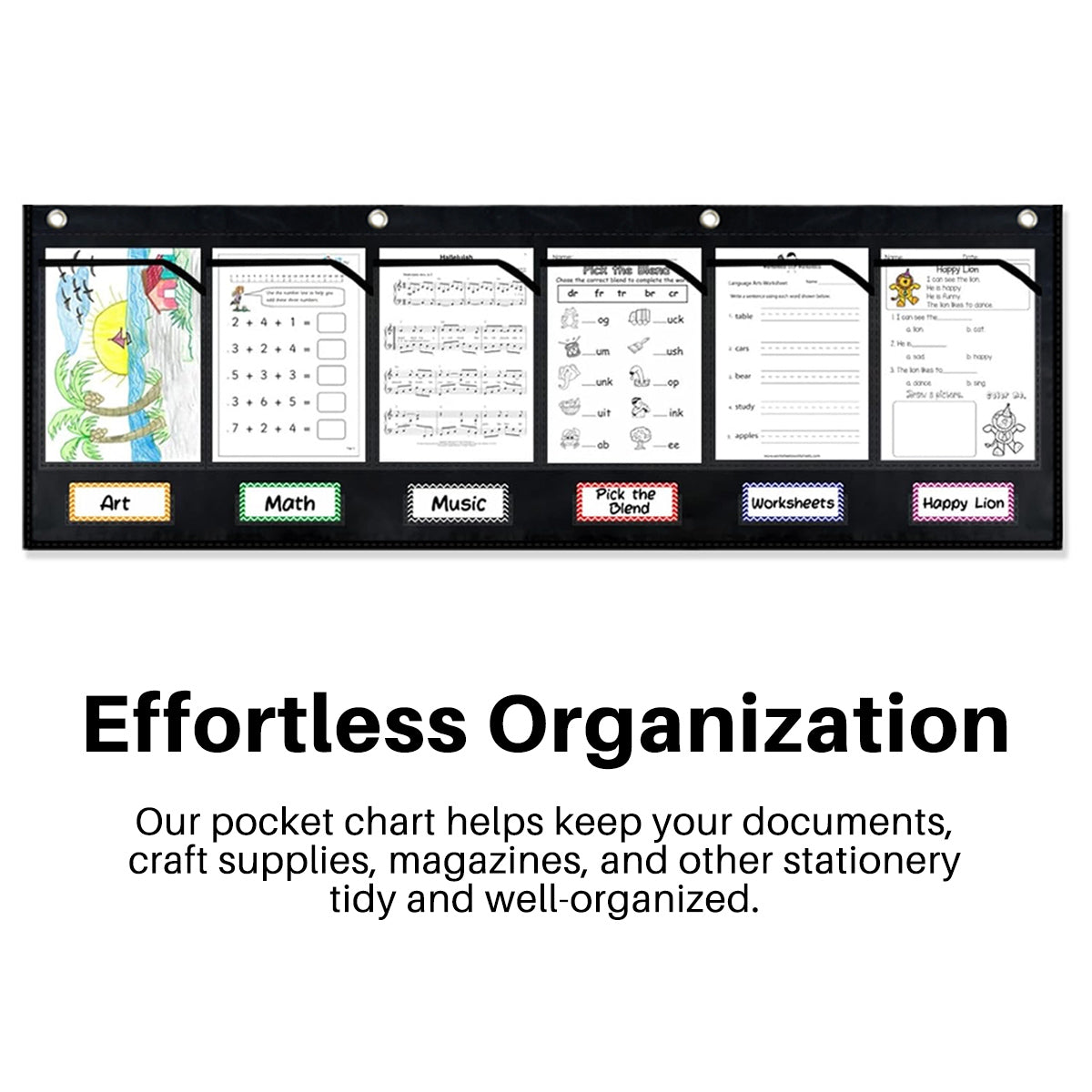 Wall Pocket Chart 6-Pocket Oxford Cloth Document Organizer