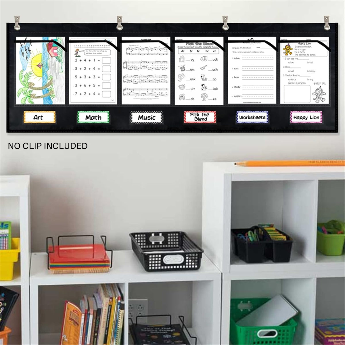 Wall Pocket Chart 6-Pocket Oxford Cloth Document Organizer