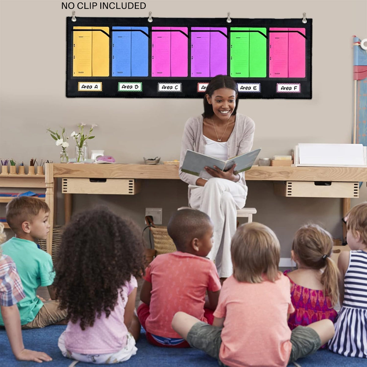 Wall Pocket Chart 6-Pocket Oxford Cloth Document Organizer