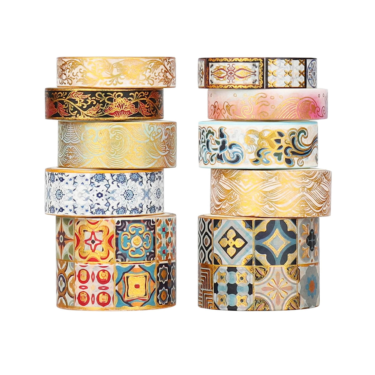 10 Rolls Gold Foil Washi Tape Set for Scrapbooking