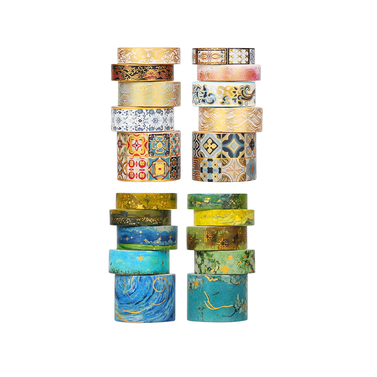 10 Rolls Gold Foil Washi Tape Set for Scrapbooking