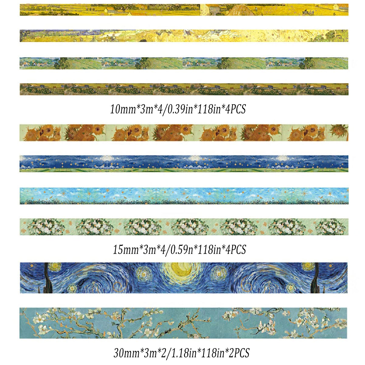 10 Rolls Gold Foil Washi Tape Set for Scrapbooking