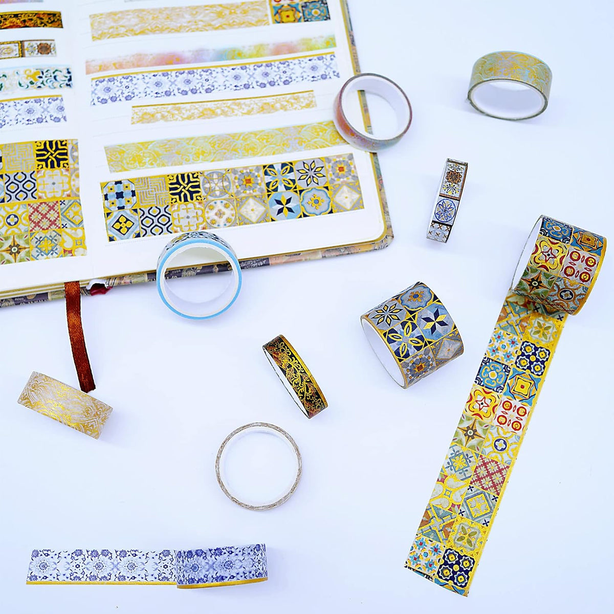 10 Rolls Gold Foil Washi Tape Set for Scrapbooking