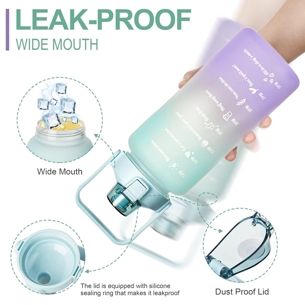 2L Water Bottle with Straw and Time Markers