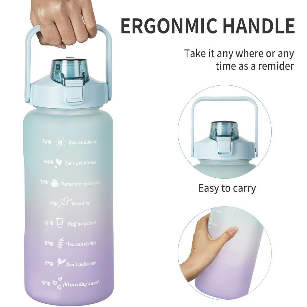 2L Water Bottle with Straw and Time Markers