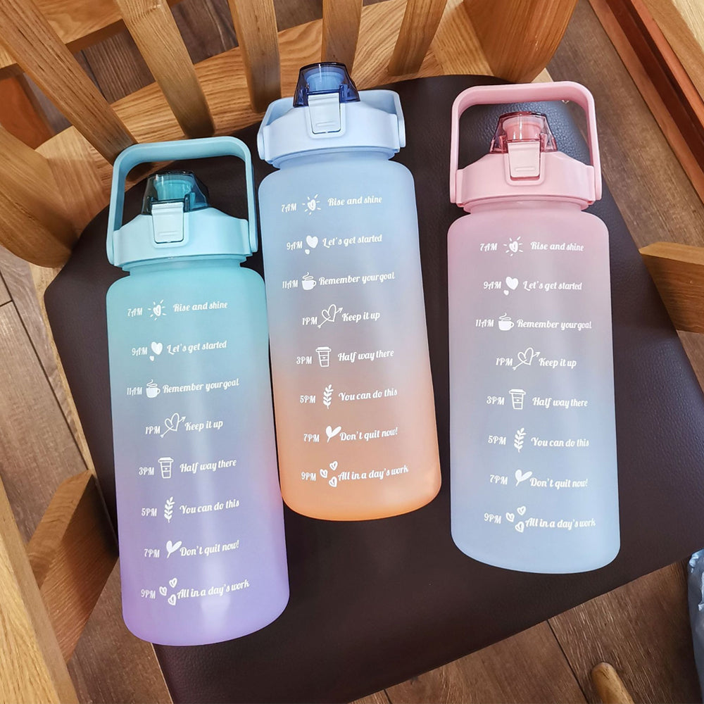 2L Water Bottle with Straw and Time Markers