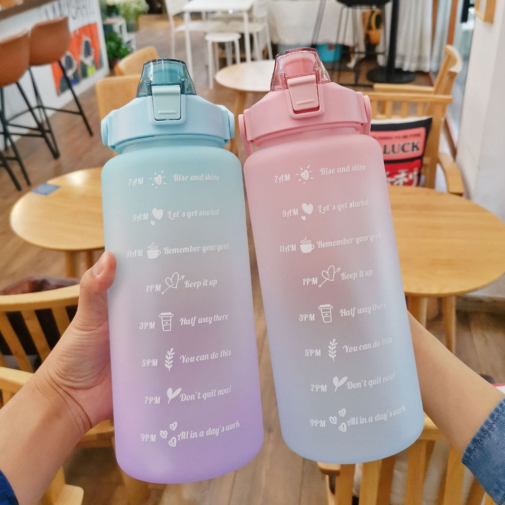 2L Water Bottle with Straw and Time Markers