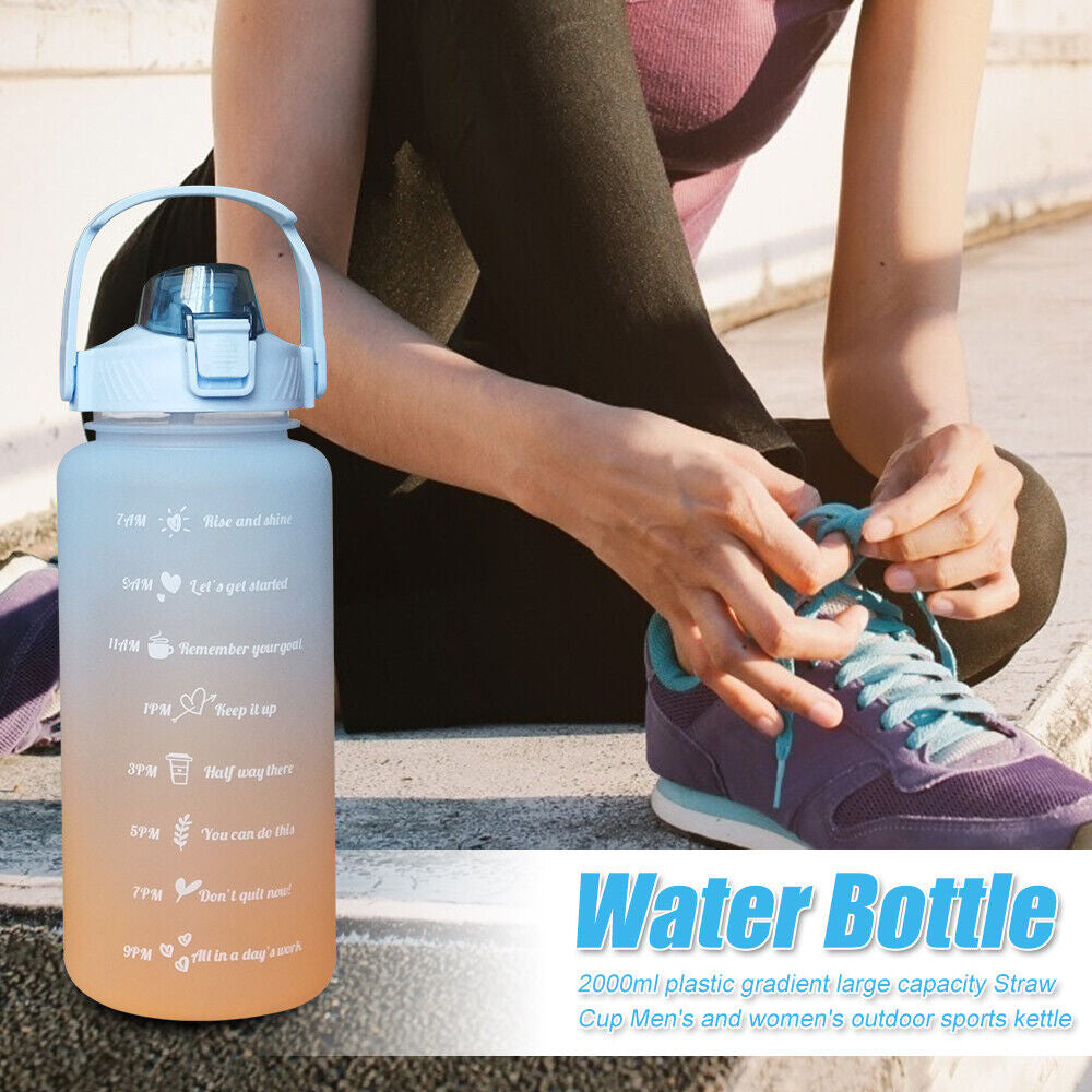 2L Water Bottle with Straw and Time Markers