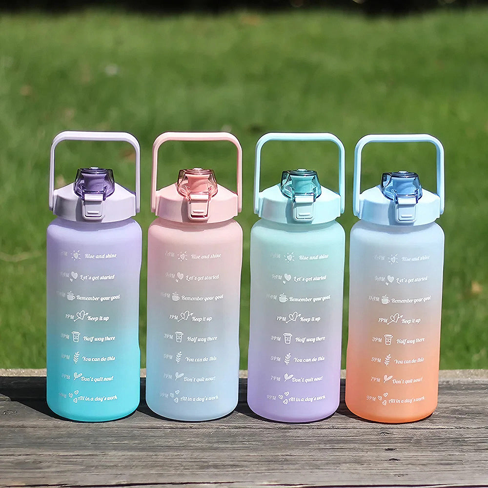 2L Water Bottle with Straw and Time Markers