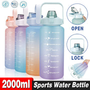 2L Water Bottle with Straw and Time Markers