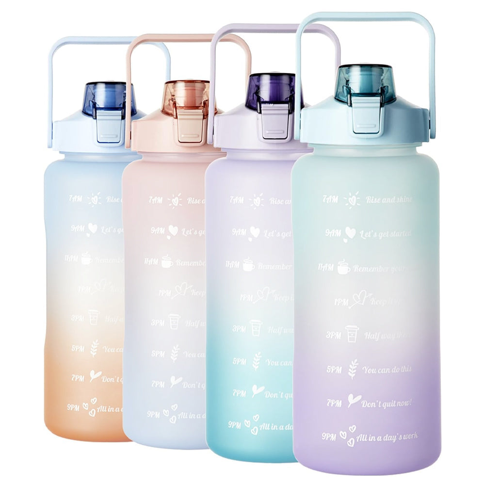 2L Water Bottle with Straw and Time Markers