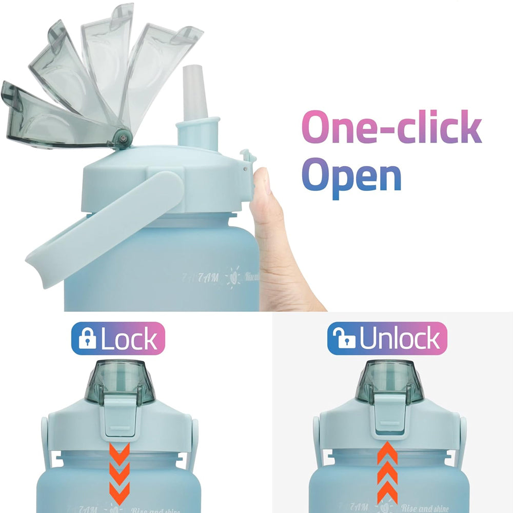 2L Water Bottle with Straw and Time Markers