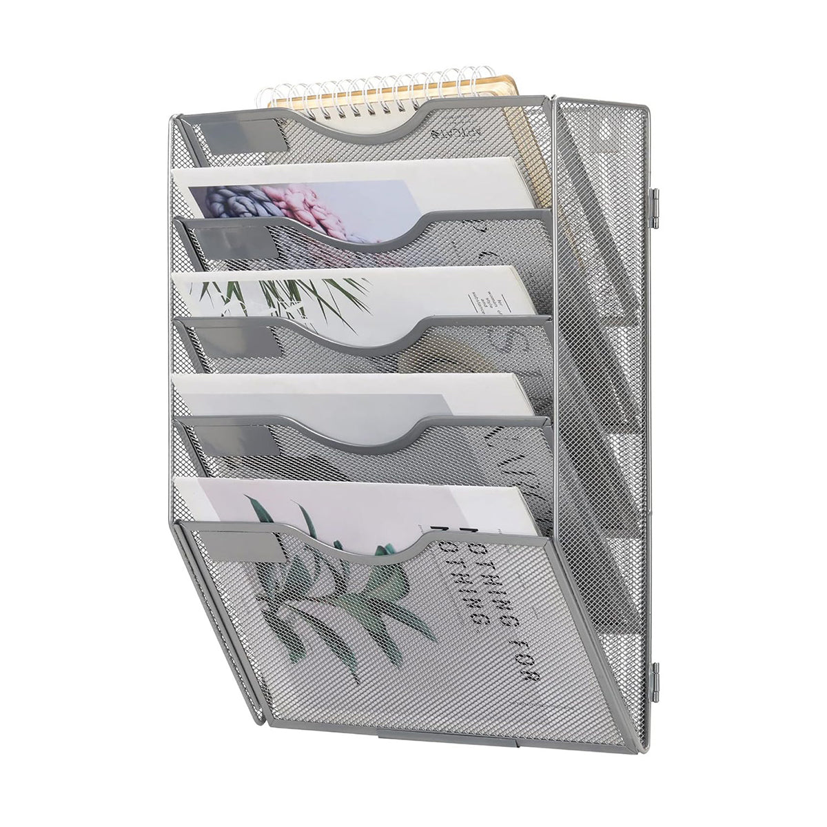Wall-Mounted 5-Tier Metal Mesh File Organiser Rack