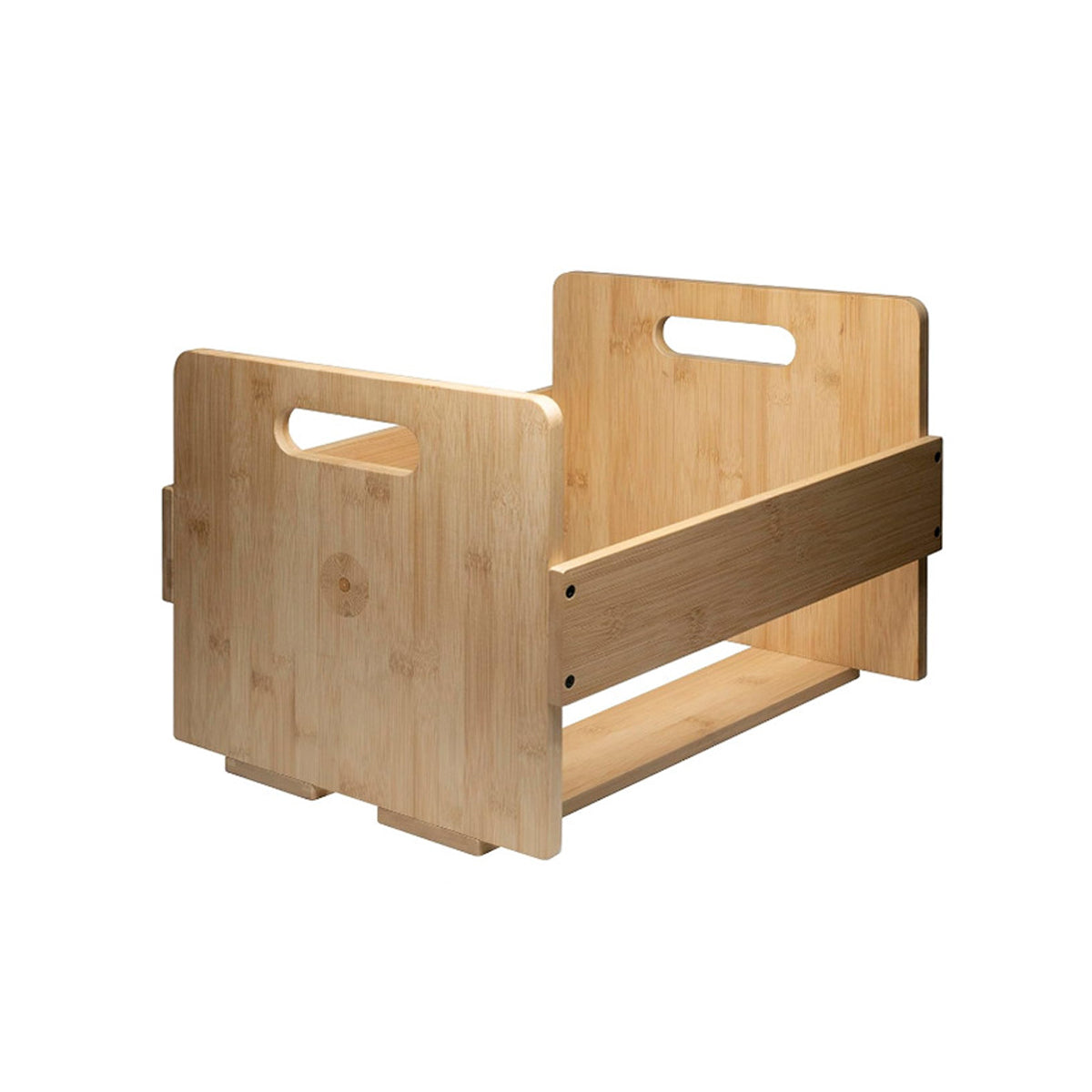 Bamboo Wood Vinyl Record Stand with Carry Handles