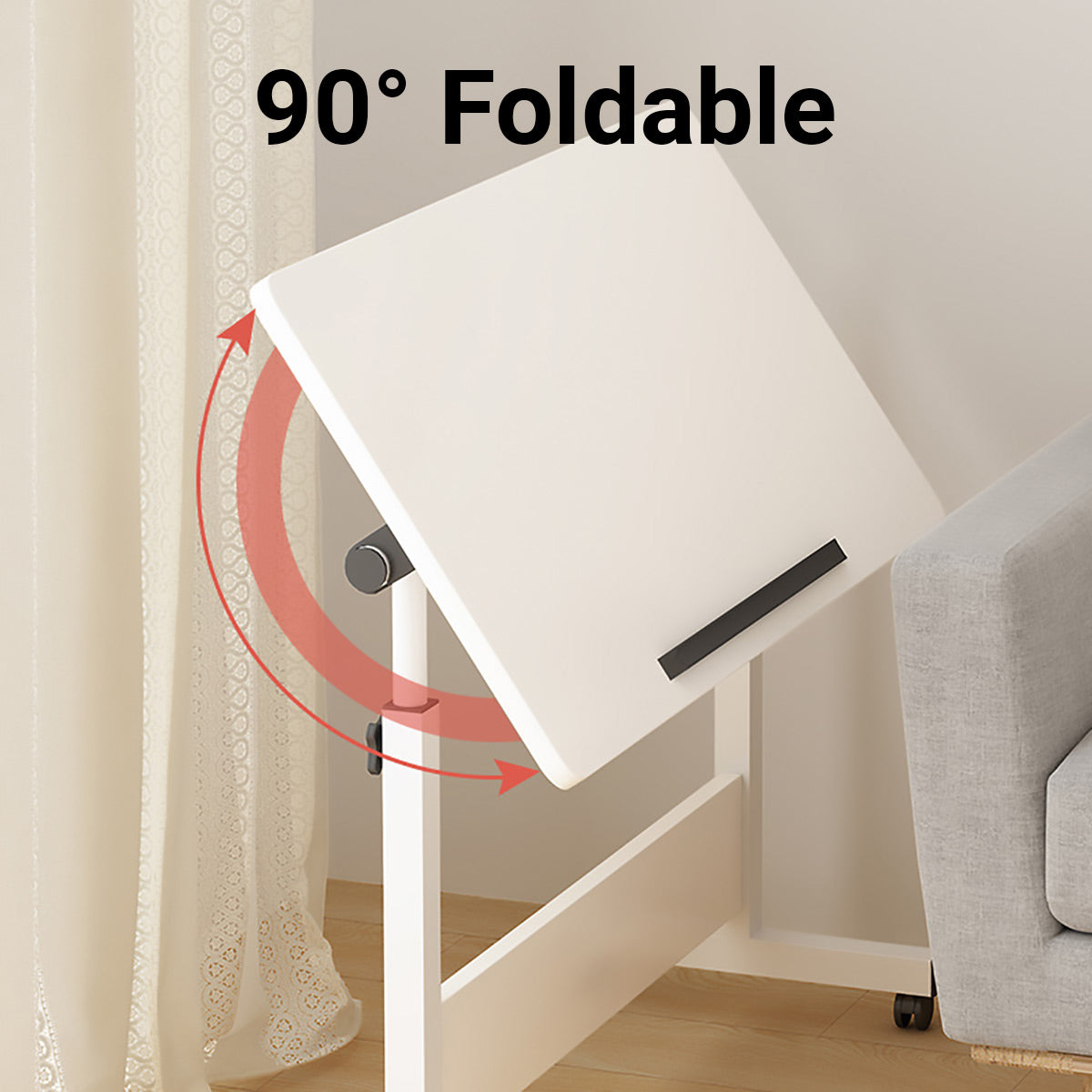Moveable Foldable Table with Wheels Adjustable Height