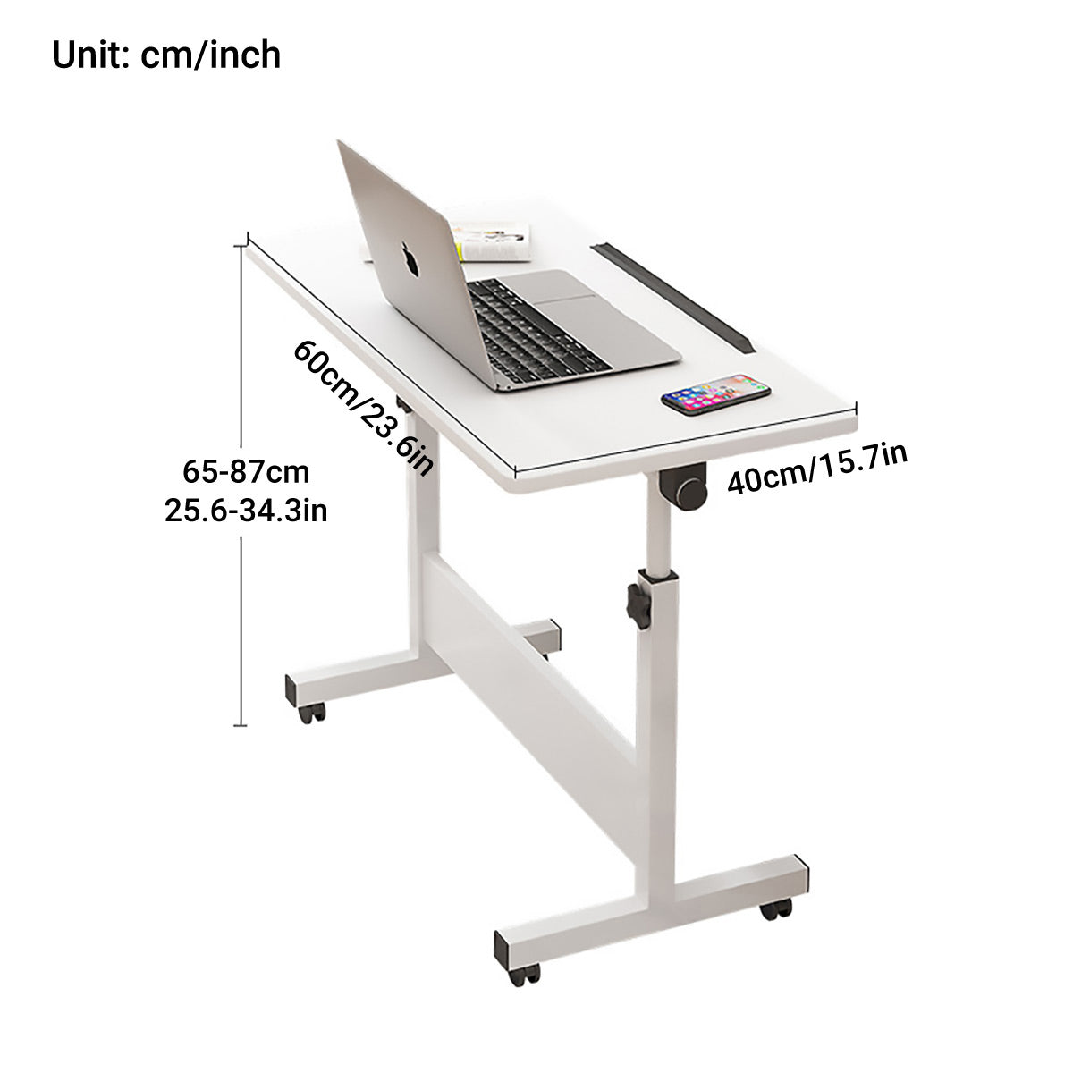 Moveable Foldable Table with Wheels Adjustable Height