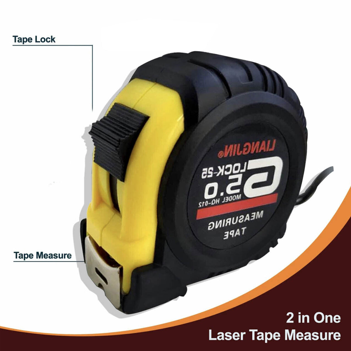 3/5/10m Measuring Tape Steel Ruler with Lock Rubber Grip Metric and Inch