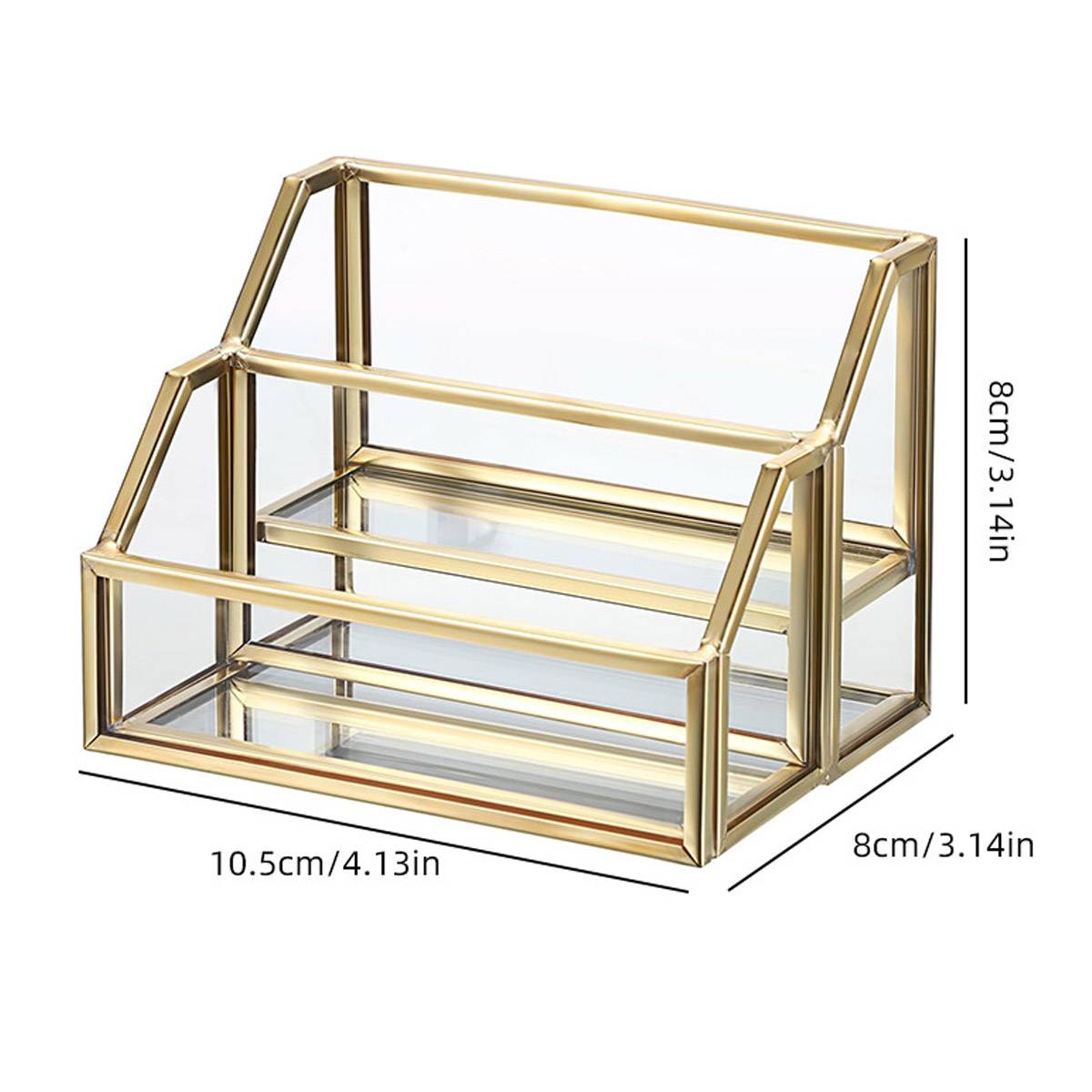 2-Slot Metal Business Card Holder Glass Panels