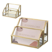 2-Slot Metal Business Card Holder Glass Panels