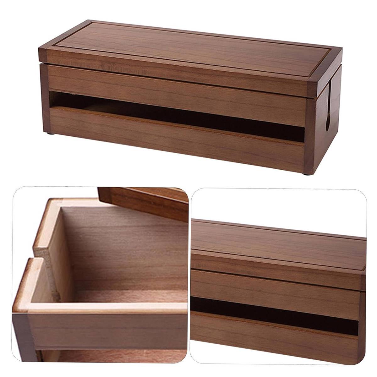 Wooden Cable Storage Box for Home and Office
