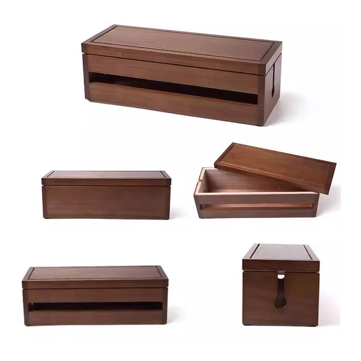 Wooden Cable Storage Box for Home and Office