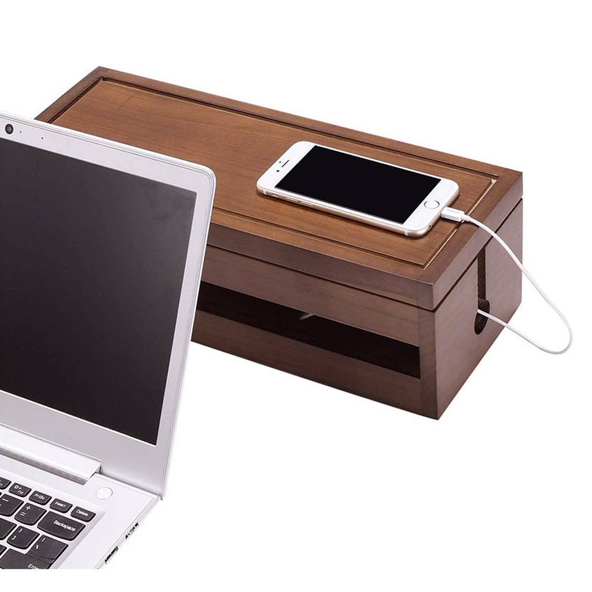 Wooden Cable Storage Box for Home and Office