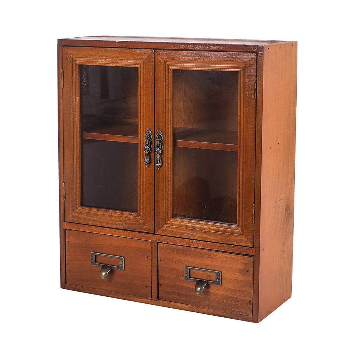 Nordic Wooden Retro Display Cabinet Double Doors