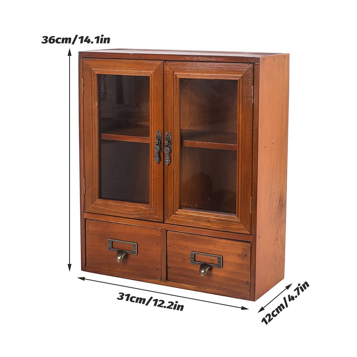 Nordic Wooden Retro Display Cabinet Double Doors