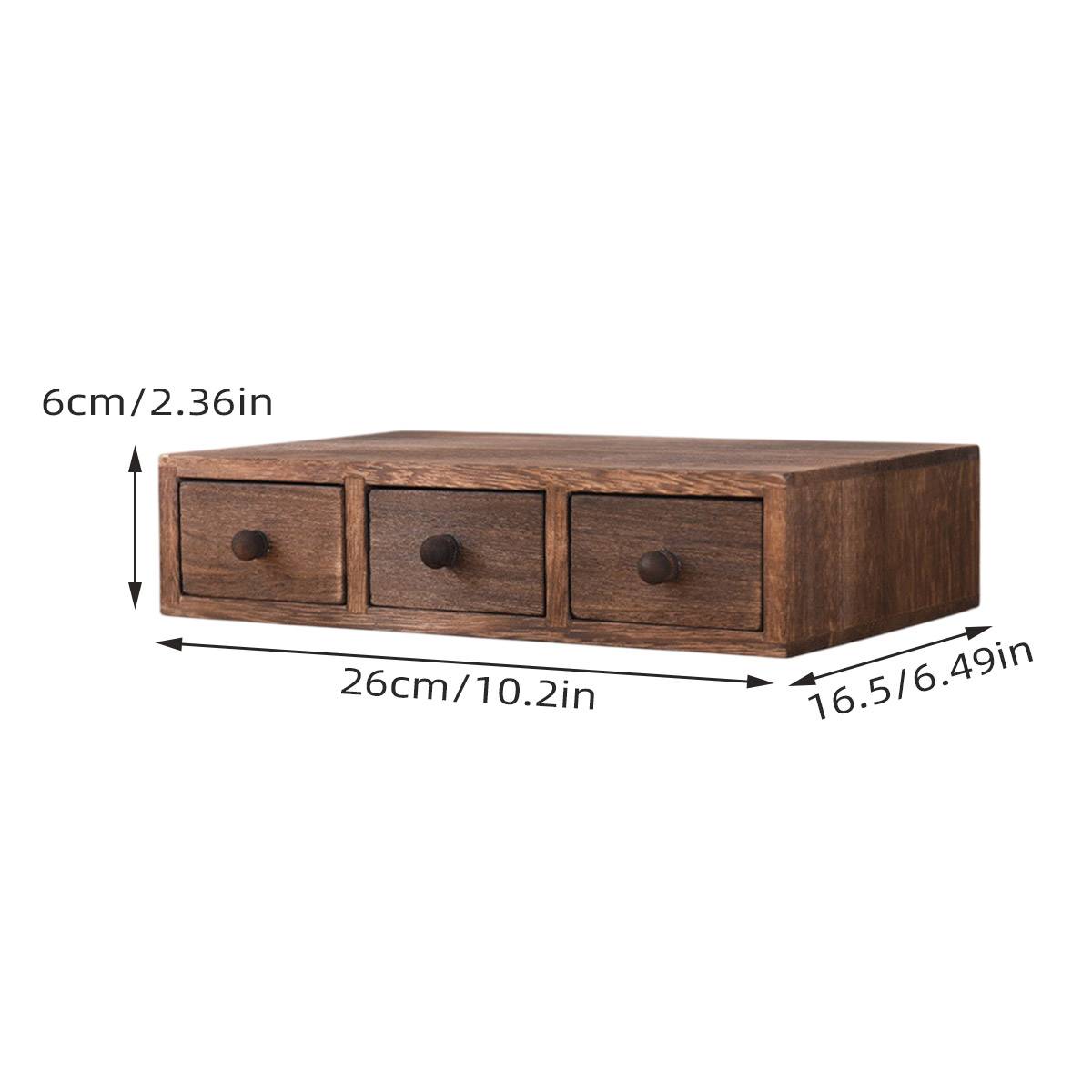 Wooden Riser with 3 Drawers Desktop Storage