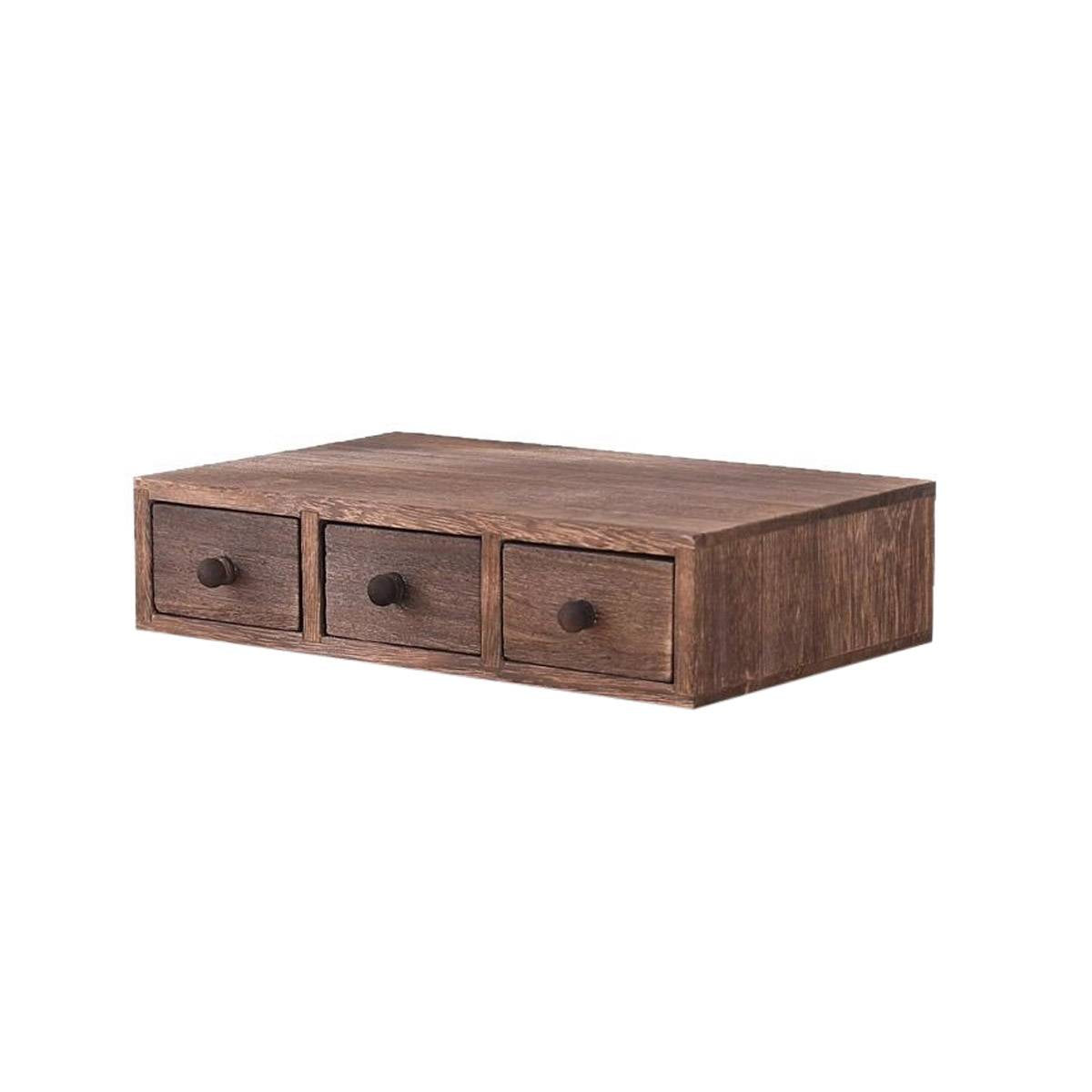Wooden Riser with 3 Drawers Desktop Storage