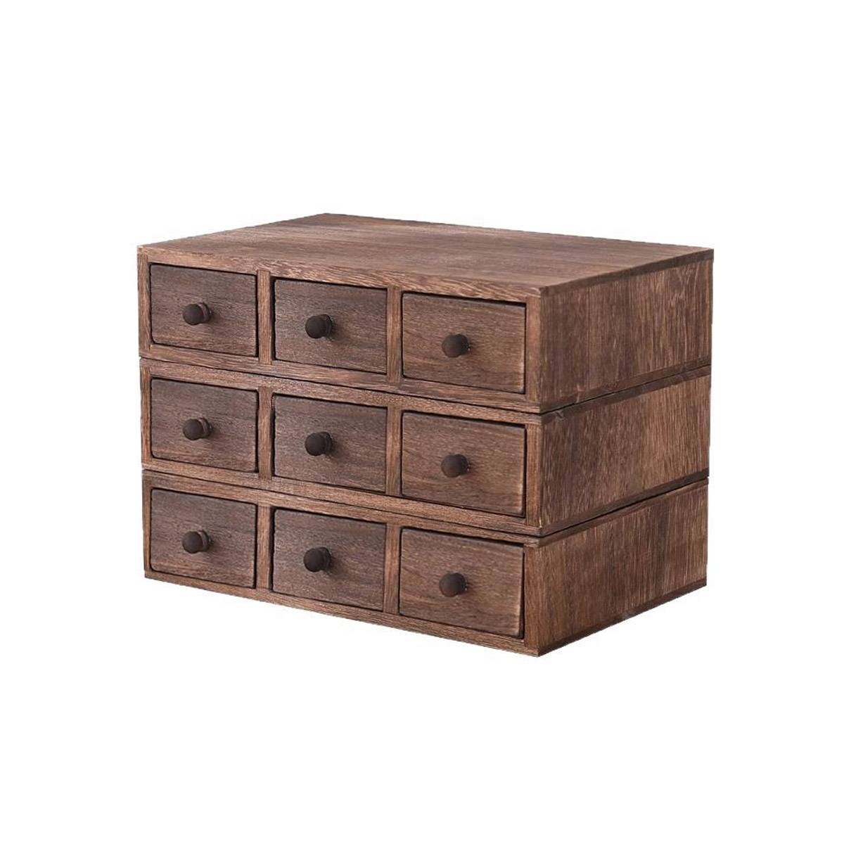 Wooden Riser with 3 Drawers Desktop Storage