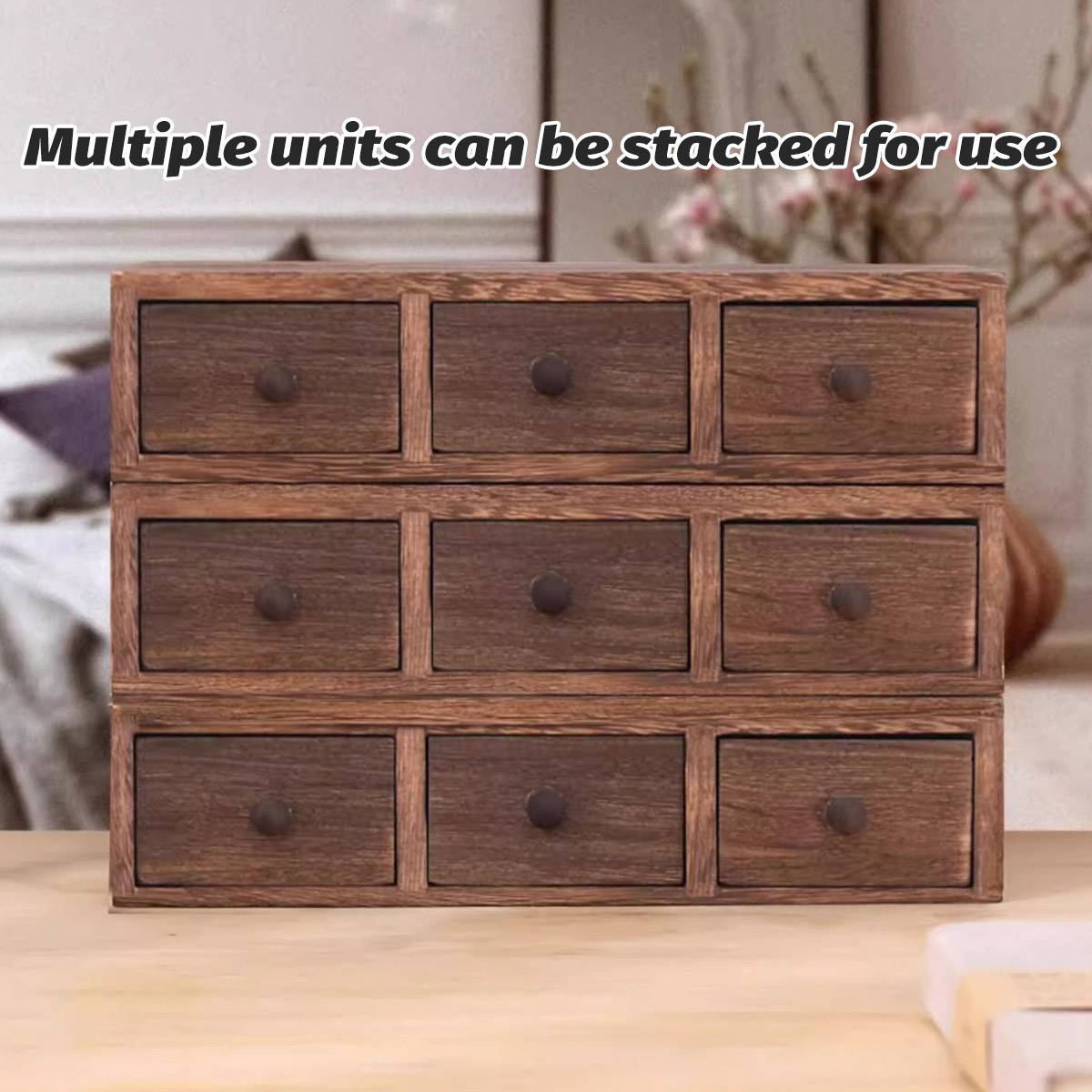 Wooden Riser with 3 Drawers Desktop Storage