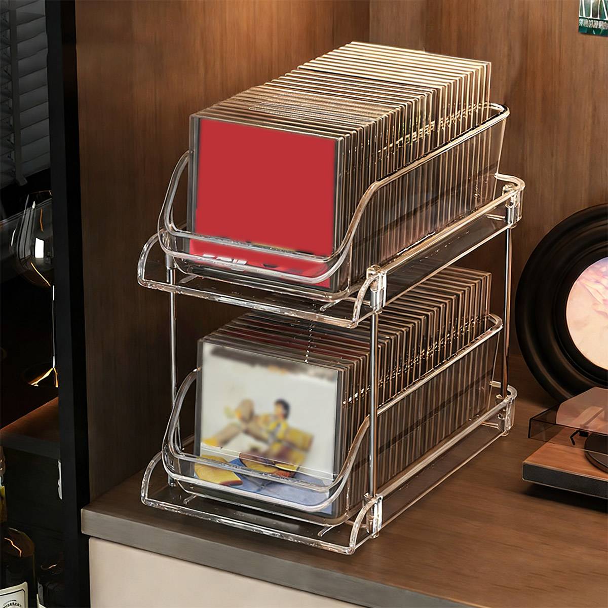 2-Tier CD DVD Storage Rack Desktop Vinyl Records