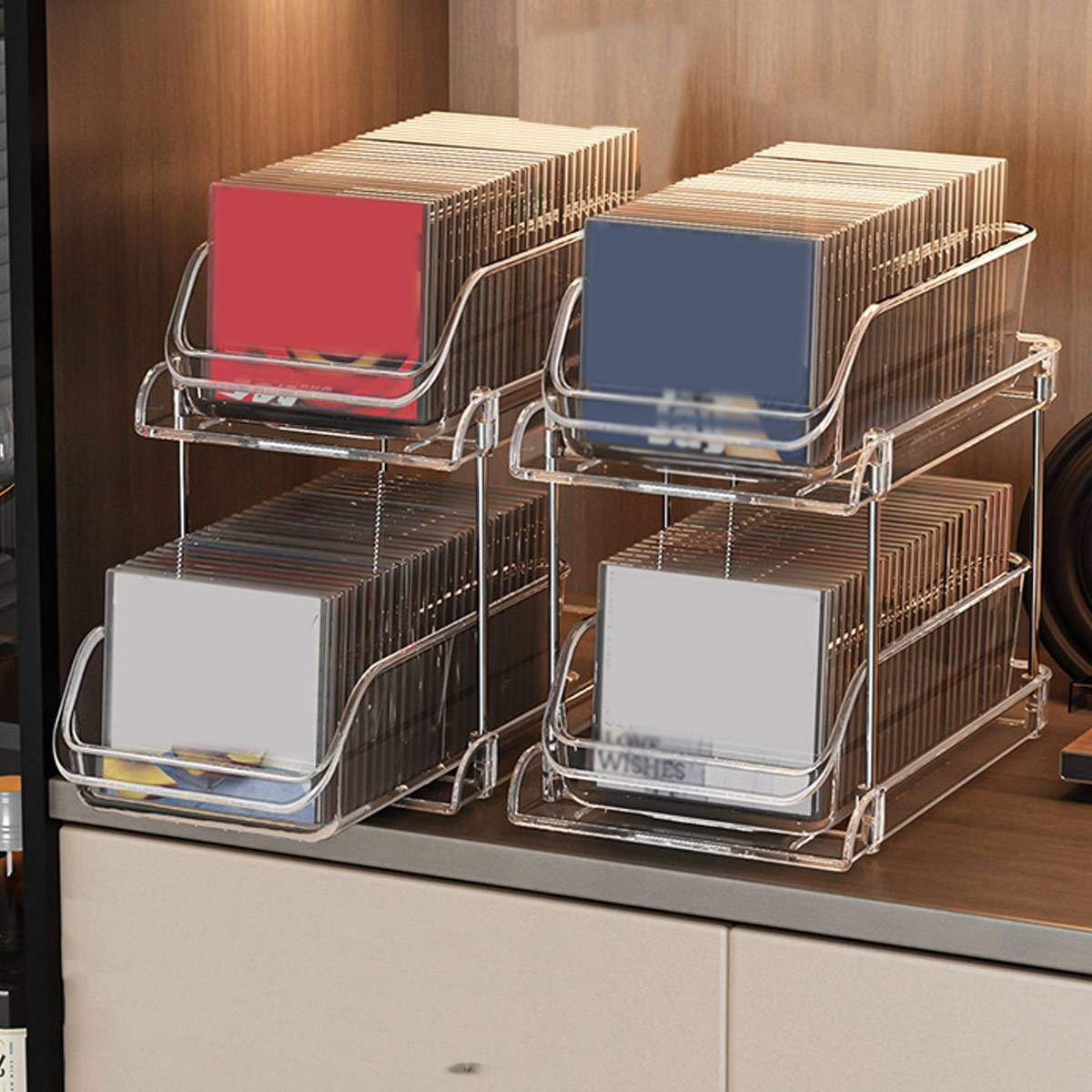 2-Tier CD DVD Storage Rack Desktop Vinyl Records