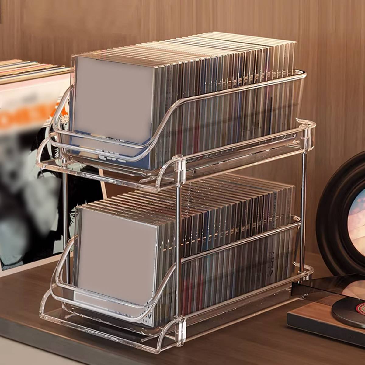 2-Tier CD DVD Storage Rack Desktop Vinyl Records