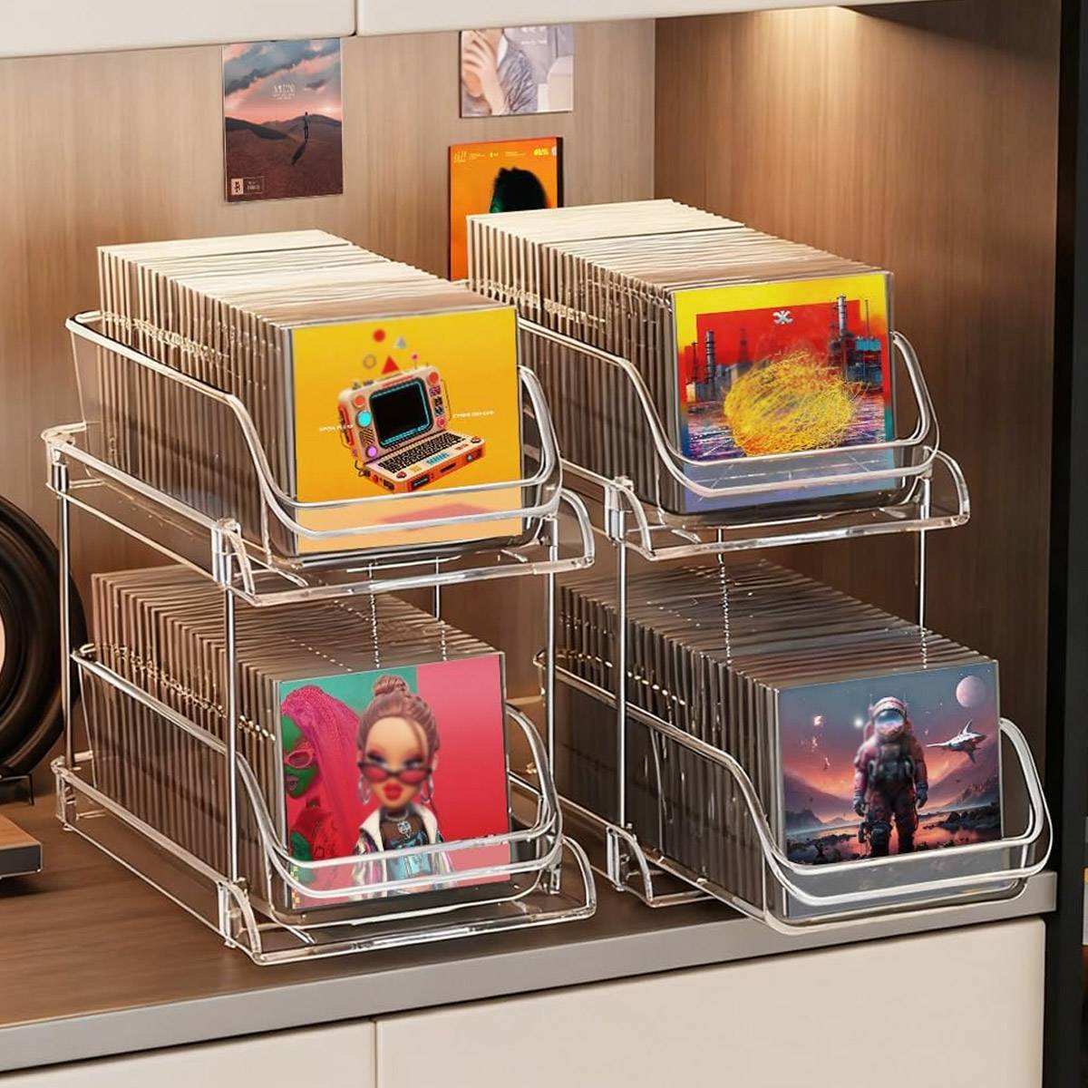 2-Tier CD DVD Storage Rack Desktop Vinyl Records