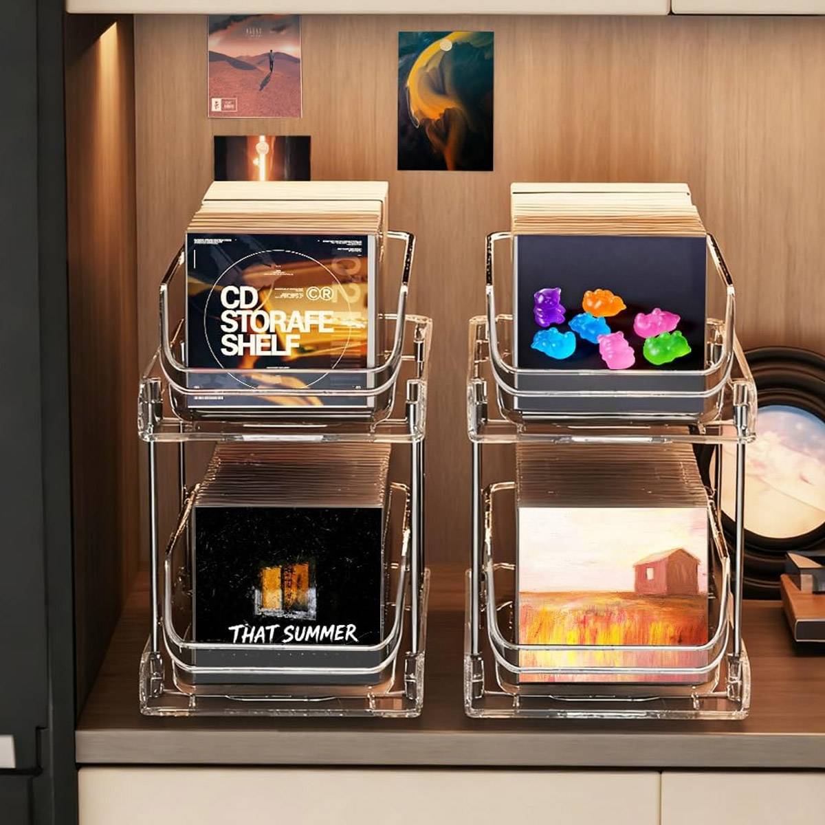 2-Tier CD DVD Storage Rack Desktop Vinyl Records
