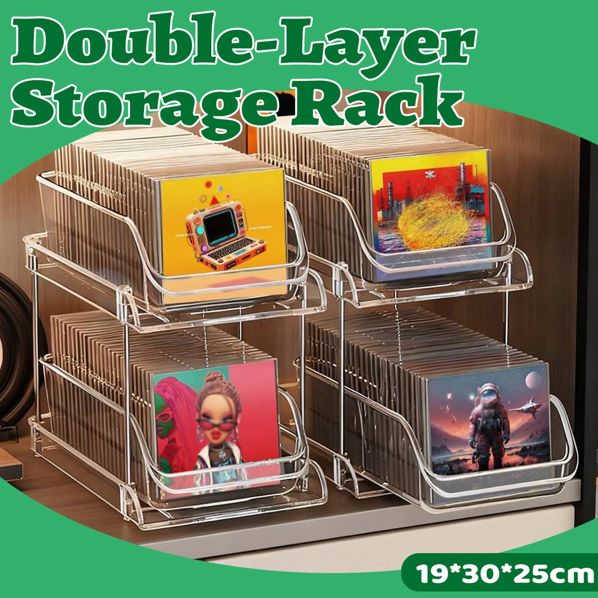2-Tier CD DVD Storage Rack Desktop Vinyl Records