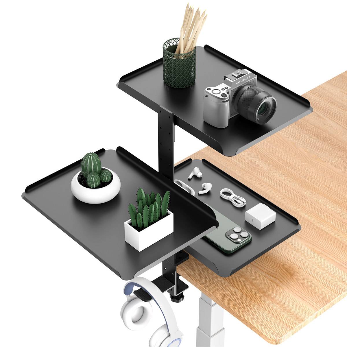 3-Tier Multi Function Side Table Shelf for Desk