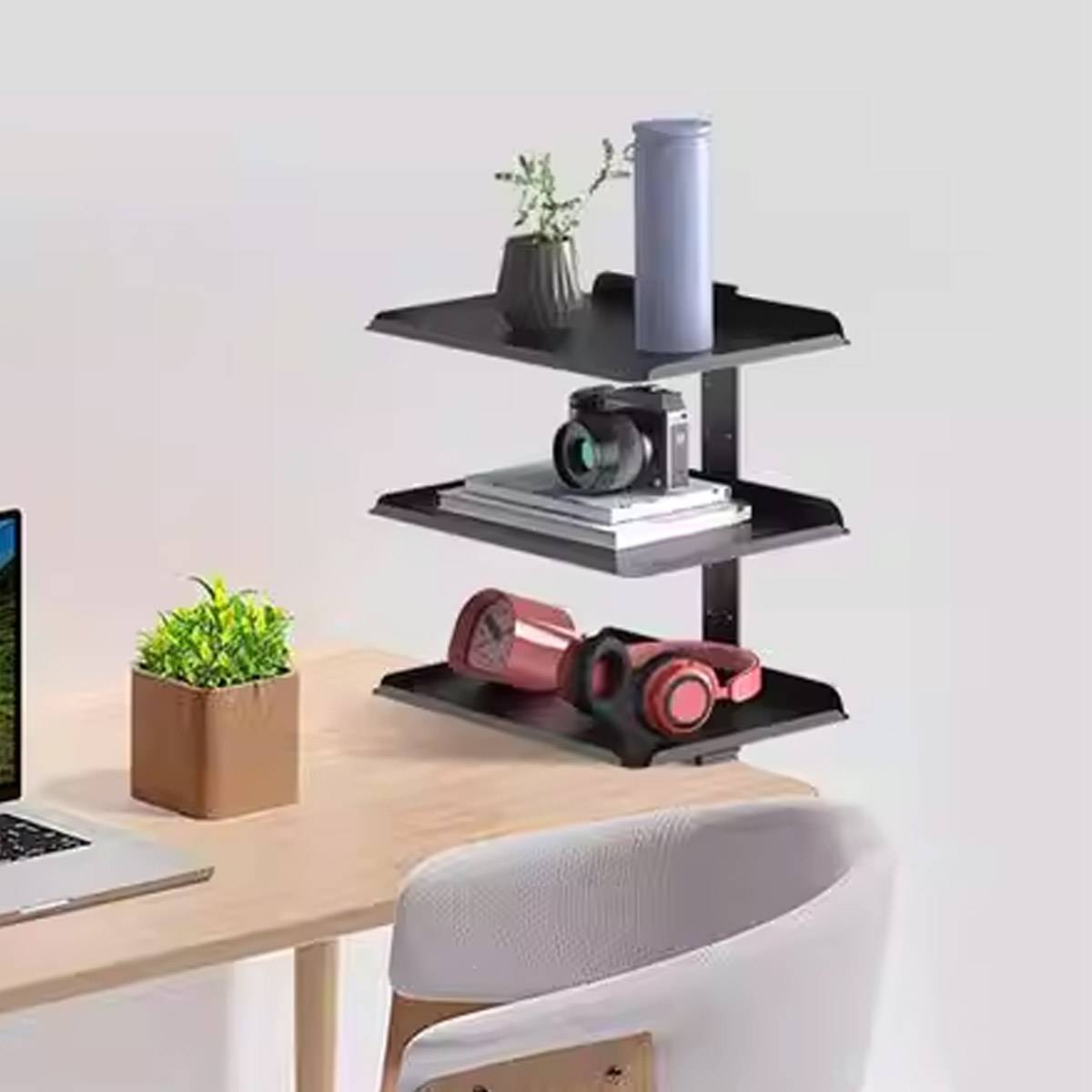 3-Tier Multi Function Side Table Shelf for Desk