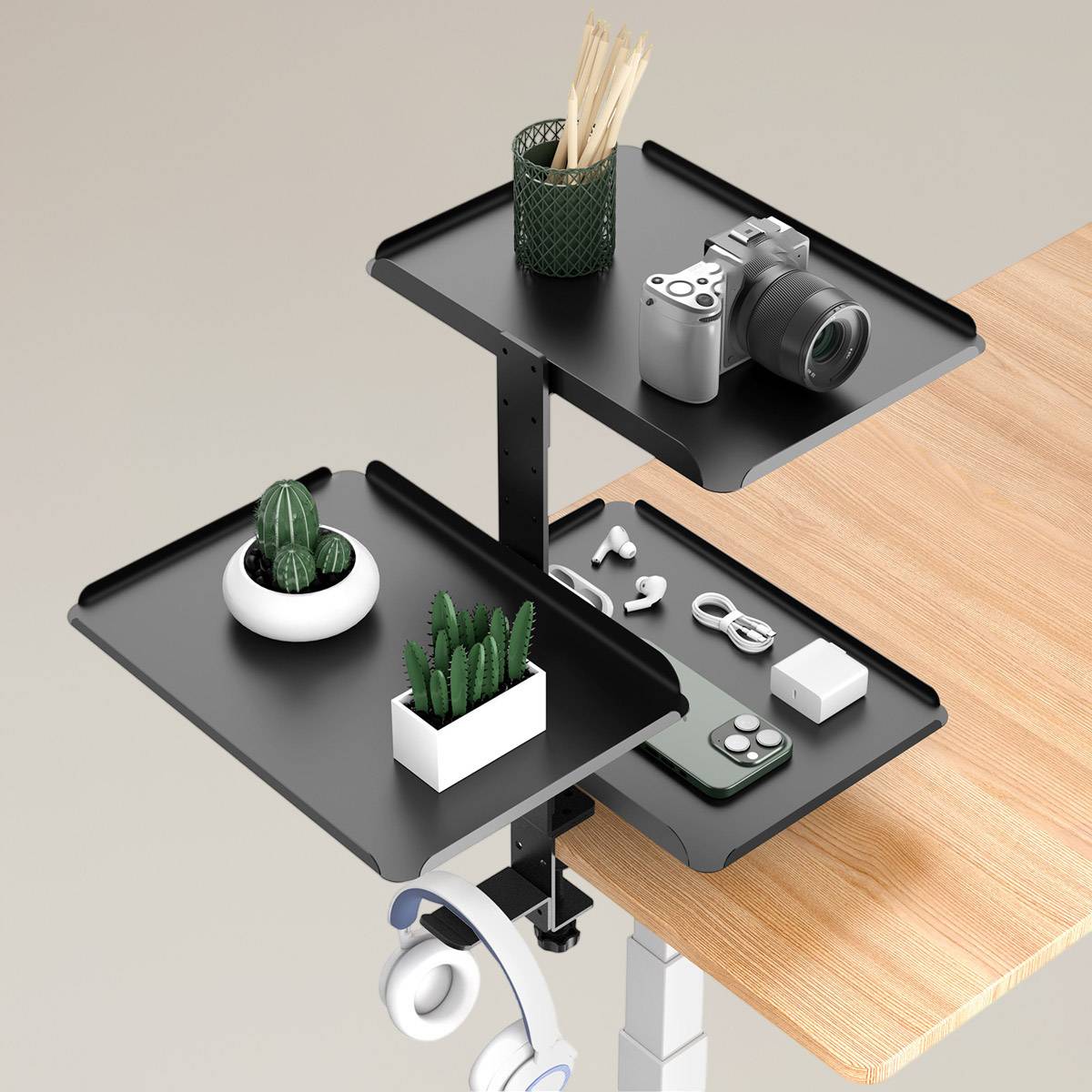 3-Tier Multi Function Side Table Shelf for Desk