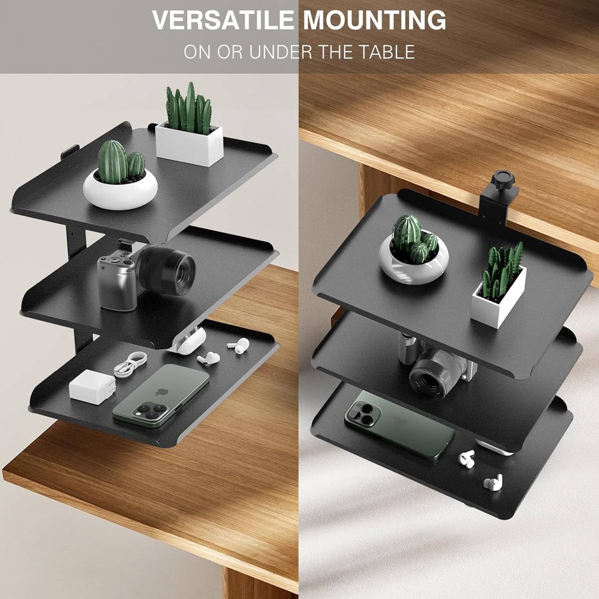 3-Tier Multi Function Side Table Shelf for Desk