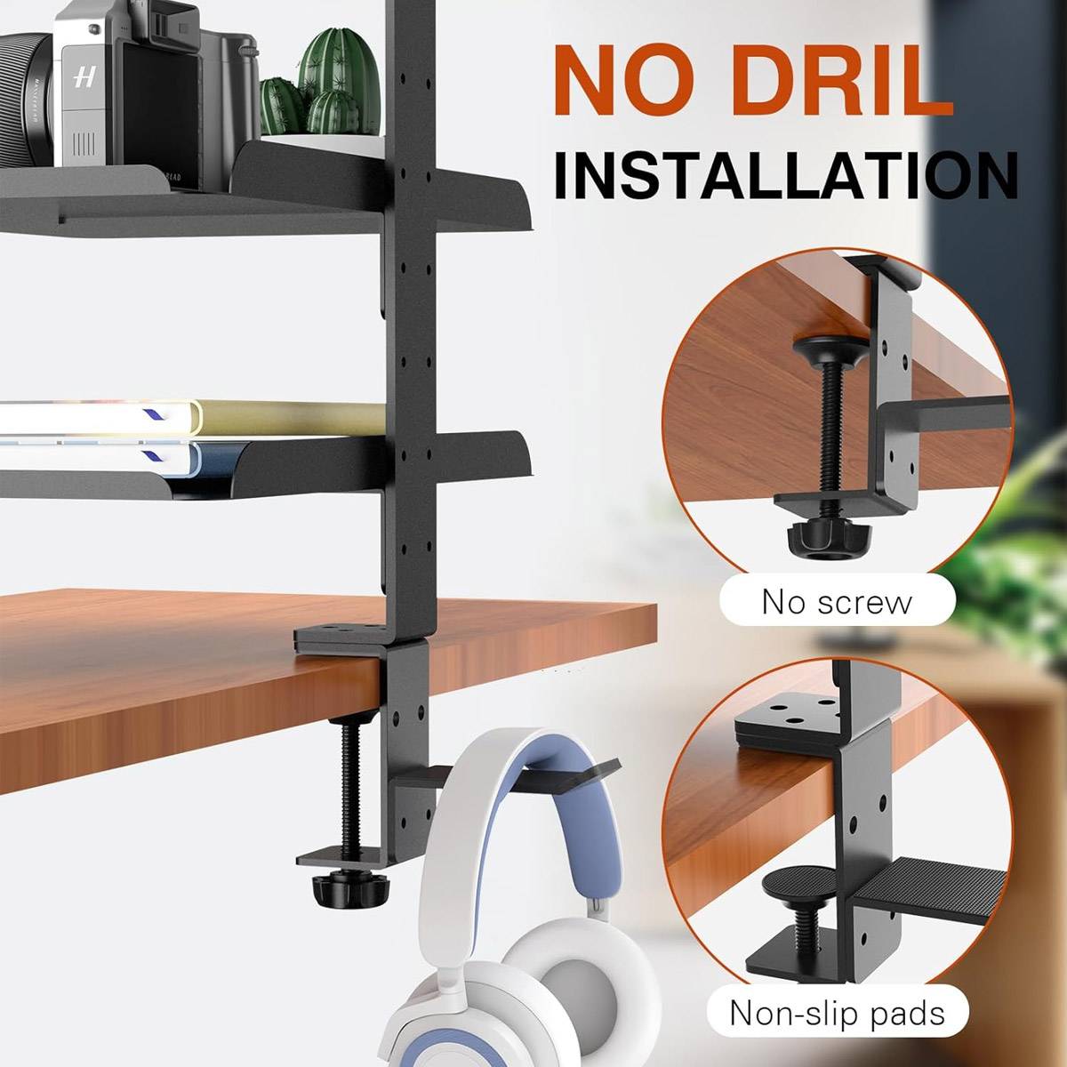 3-Tier Multi Function Side Table Shelf for Desk